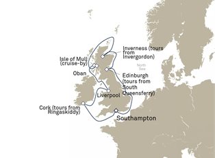 Queen Mary 2, 12 Nights British Isles ex Southampton, England, UK Return