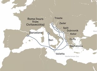 Queen Victoria, 14 Nights Italy And Adriatic ex Barcelona, Spain to Rome, Italy