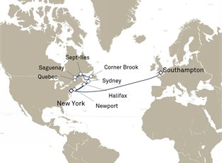 Queen Mary 2, 21 Nights Transatlantic Crossing ex Southampton, England, UK to New York, NY, USA