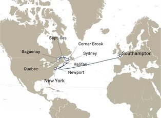 Queen Mary 2, 21 Nights Transatlantic Crossing ex New York, NY, USA to Southampton, England, UK