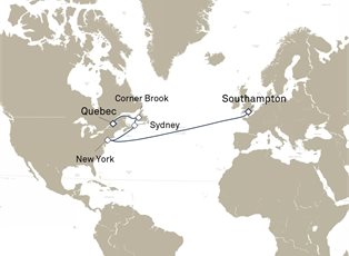 Queen Mary 2, 14 Nights Transatlantic Crossing And Canada ex Quebec, QC, Canada to Southampton, England, UK