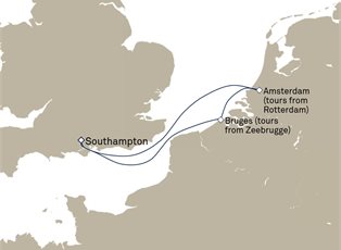 Queen Mary 2, 4 Nights Rotterdam And Bruges ex Southampton, England, UK Return