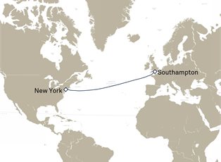 Queen Mary 2, 6 Nights Westbound Transatlantic Crossing ex Southampton, England, UK to New York, NY, USA