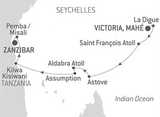 Le Bougainville, 12 Night Zanzibar, Aldabra & the Treasures of the Indian Ocean ex Victoria, Mahe, Seychelles to Zanzibar, Tanzania Le Bougainville, 12 Night Zanzibar, Aldabra & the Treasures of the Indian Ocean ex Victoria, Mahe, Seychelles to Zanzibar, Tanzania