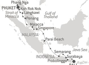 Le Laperouse, 15 Night Mythical Sites & Islands of South-East Asia ex Benoa, Bali, Indonesia to Phuket, Thailand