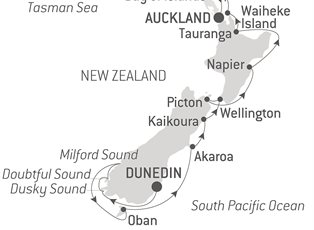 Le Soleal, 15 Night New Zealand Mosaic ex Dunedin (Port Chalmers), New Zealand to Auckland, New Zealand
