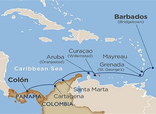 Wind Spirit, Colombian and Southern Caribbean Coastlines ex Bridgetown to Colon