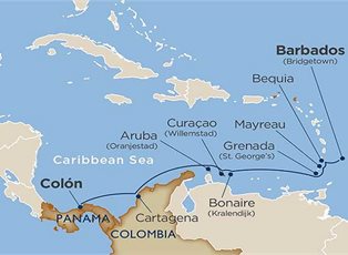Wind Star, Colombian and Southern Caribbean Coastlines ex Bridgetown to Colón