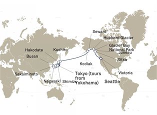 Queen Elizabeth, 30 Nights Japan And Alaska ex Tokyo (tours from Yokohama), Japan to Seattle, Washington, USA