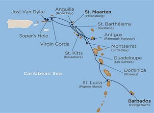 Wind Surf, Leeward & Windward Caribbean Havens ex St Maarten to Bridgetown