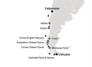 Silver Cloud Expedition, 12 Nights Ushuaia to Valparaiso ex Ushuaia, Argentina to Valparaiso (Santiago), Chile