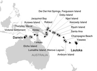 Silver Cloud Expedition, 21 Nights Darwin to Lautoka ex Darwin, NT, Australia to Lautoka, Fiji