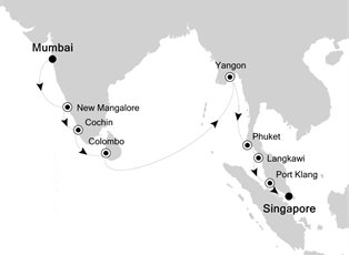 Silver Whisper, 18 Nights Asia ex Mumbai to Singapore