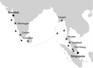 Silver Whisper, 18 Nights Asia ex Singapore to Mumbai