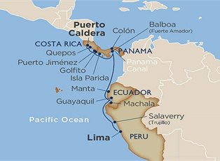 Star Pride, Latin America Explorer via the Panama Canal ex Puerto Caldera to Callao