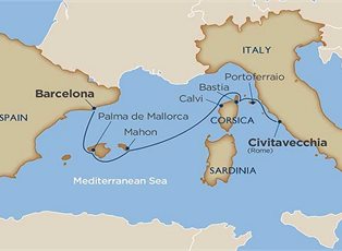 Wind Spirit, Mediterranean Island Mosaic ex Barcelona to Rome