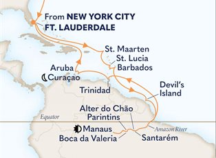 Volendam, 30 Night Amazon Explorer ex New York, USA to Ft Lauderdale (Pt Everglades), USA