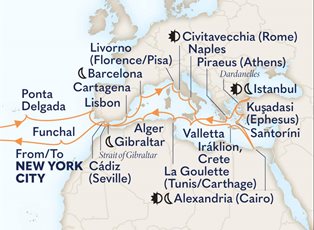 Volendam, 45 Night Ultimate Mediterranean & Atlantic Passage ex New York, USA Return