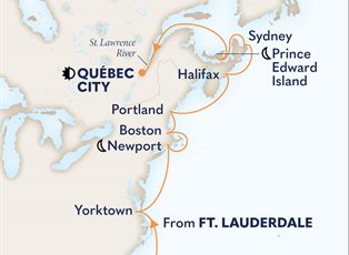 Zuiderdam, 15 Night Atlantic Seaboard & Colonial New England: Quebec City ex Ft Lauderdale (Pt Everglades), USA to Quebec City, Quebec, Cana