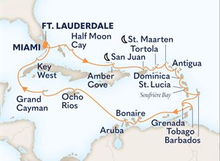 Volendam, 21 Night Ultimate Caribbean ex Miami, Florida USA to Ft Lauderdale (Pt Everglades), USA