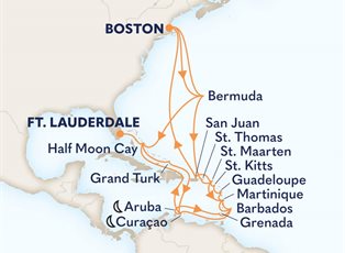 Zuiderdam, 35 Night Perfect Caribbean Escape & Southern Caribbean ex Boston, Massachusetts to Ft Lauderdale (Pt Everglades), USA