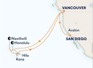 Koningsdam, 21 Night Circle Hawaii & Pacific Coastal ex Vancouver, BC. Canada to San Diego, California, USA