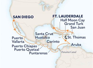 Nieuw Amsterdam, 23 Night Panama Canal & Eastern Caribbean ex San Diego, California, USA to Ft Lauderdale (Pt Everglades), USA