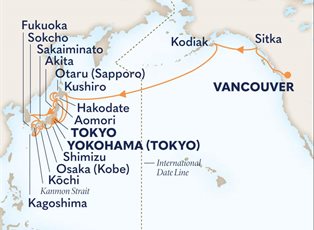 Noordam, 27 Night North Pacific Crossing & Circle Japan Collector ex Vancouver, BC. Canada to Tokyo, Japan