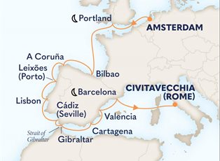 Nieuw Statendam, 14 Night Iberian Adventure ex Amsterdam, The Netherlands to Rome (Civitavecchia), Italy