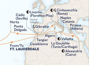 Volendam, 42 Night Ultimate Mediterranean & Atlantic Passage ex Ft Lauderdale (Pt Everglades), USA Return