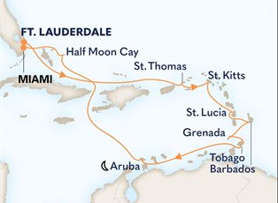 Volendam, 14 Night Southern Caribbean ex Ft Lauderdale (Pt Everglades), USA to Miami, Florida USA