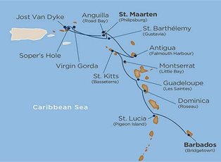 Wind Spirit, Leeward & Windward Caribbean Havens ex St Maarten to Bridgetown