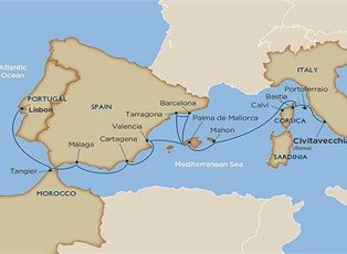 Wind Star, Romance of the West Med ex Rome to Lisbon
