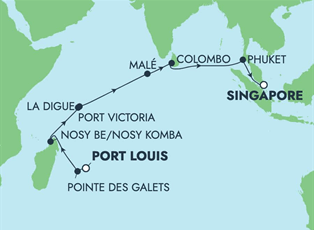 Norwegian Dawn, 16 Night Asia: Maldives, Thailand & Seychelles ex Port Louis, Mauritius to Singapore