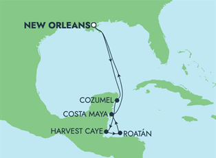 Norwegian Escape, 7 Night Caribbean: Harvest Caye, Cozumel & Roatan ex New Orleans, Louisiana, USA Return Norwegian Escape, 7 Night Caribbean: Harvest Caye, Cozumel & Roatan ex New Orleans, Louisiana, USA Return