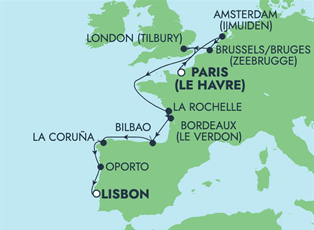 Norwegian Sky, 10 Night Europe: France, Spain, England & Portugal ex Le Havre, France to Lisbon, Portugal