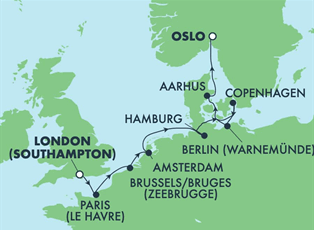 Norwegian Dawn, 10 Night Europe: France, Germany & Belgium ex Southampton, England to Oslo, Norway