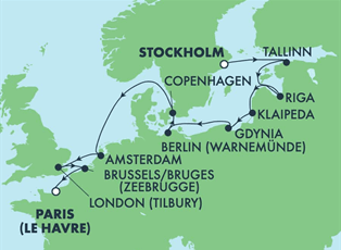 Norwegian Dawn, 12 Night Baltic: England, Germany & Belgium ex Stockholm  Sweden to Le Havre, France