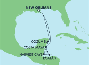 Norwegian Getaway, 7 Night Caribbean: Harvest Caye, Cozumel & Roatan ex New Orleans, Louisiana, USA Return