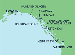 Norwegian Jewel, 7 Night Alaska: Hubbard Glacier & Skagway ex Seward, Alaska to Vancouver, BC. Canada