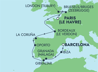 Norwegian Dawn, 10 Night Europe: France, Spain & England ex Le Havre, France to Barcelona, Spain