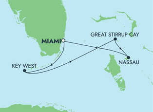 Norwegian Jade, 4 Night Bahamas: Great Stirrup Cay, Key West & Nassau ex Miami, Florida USA Return