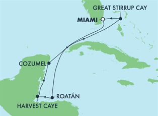 Norwegian Escape, 7 Night Caribbean: Great Stirrup Cay & Harvest Caye ex Miami, Florida USA Return Norwegian Escape, 7 Night Caribbean: Great Stirrup Cay & Harvest Caye ex Miami, Florida USA Return