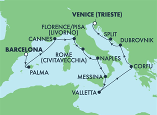 Norwegian Breakaway, 11 Night Mediterranean: Italy, France & Greece ex Barcelona, Spain to Venice, Italy