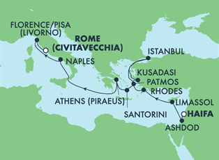 Norwegian Epic, 11 Night Mediterranean: Italy, Greece & Turkey ex Haifa, Israel to Rome (Civitavecchia), Italy