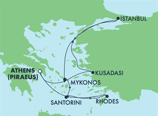 Norwegian Getaway, 7 Night Greek Isles: Santorini, Rhodes & Istanbul ex Athens (Piraeus) Greece Return