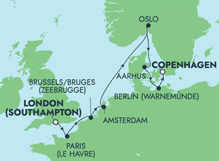 Norwegian Dawn, 9 Night Europe: France, Germany & Norway ex Southampton, England to Copenhagen, Denmark