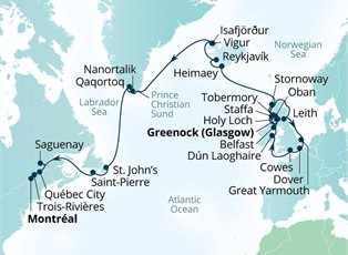 Seabourn Sojourn, 31 Night Scottish Highlands & Route Of The Vikings ex Greenock (Glasgow), Scotland to Montreal, Quebec, Canada