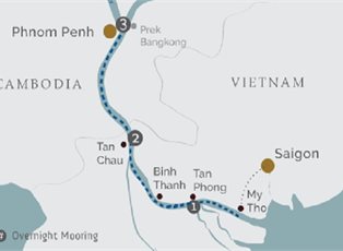 The Jahan, Pearl of the Orient Upstream ex Saigon (My Tho) to Phnom Penh