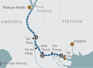 The Jahan, Pearl of the Orient Downstream ex Phnom Penh to My Tho (Saigon)